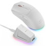 Mars Gaming Ratón Óptico MMT3 RGB Blanco, 14400 DPI, Base de Carga Recargable, Hasta 100h de Uso
